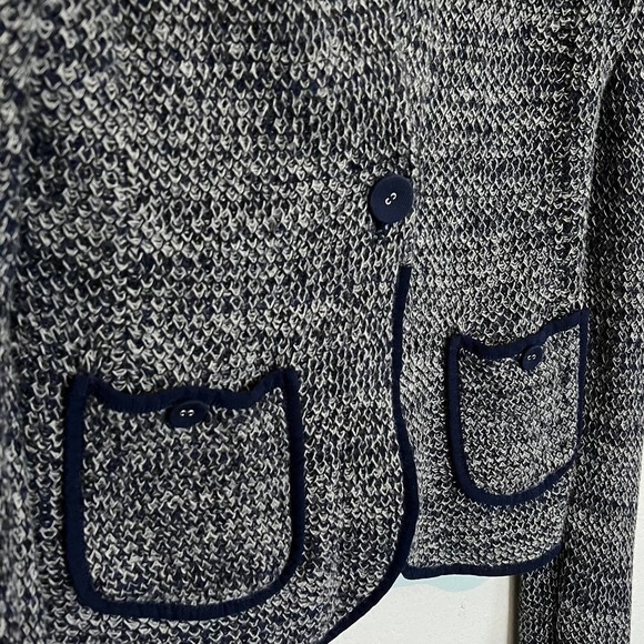 Moth by Anthropologie Wool Blend Blakely Marled Blue Blazer Knit Cardigan Large - Picture 3 of 8